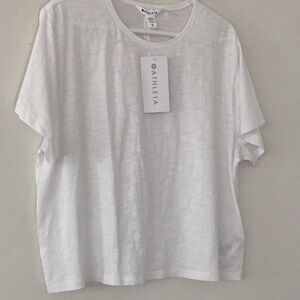 Athleta Classic White Short Sleeve Cotton Tee Layering Gym Sporty Casual